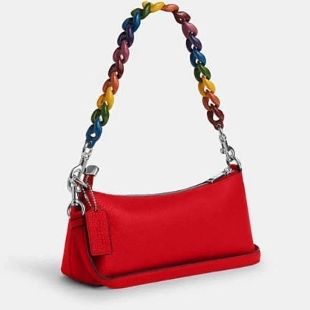 Coach Charlotte Crossbody Red, Multi Color Strap NWT